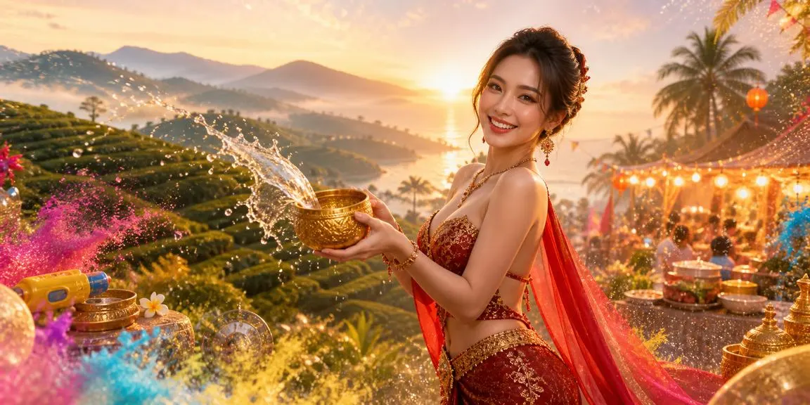 หญิงไทยร่วมเทศกาลสงกรานต์ ถือมือถือเช็กผลบอลอย่างสนุกและมีสติ
