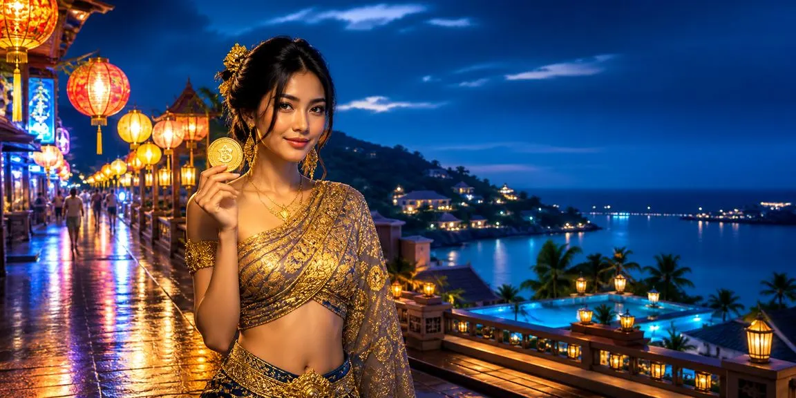 ผู้หญิงไทยบนเกาะสมุยตั้งค่าจำกัดยอดฝากในแอปท่ามกลางแสงนีออน