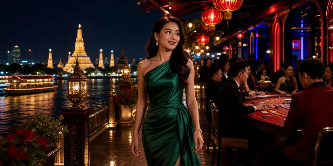 หญิงไทยในชุดผ้าไหมนั่งหน้าโต๊ะบาคาร่า เตรียมเข้าสู่ระบบ thb22
